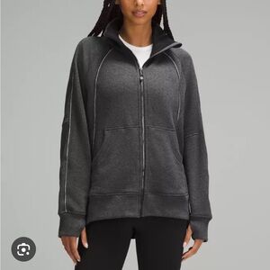 lululemon scuba oversized funnel neck full zip plush. Xs/s heathered black